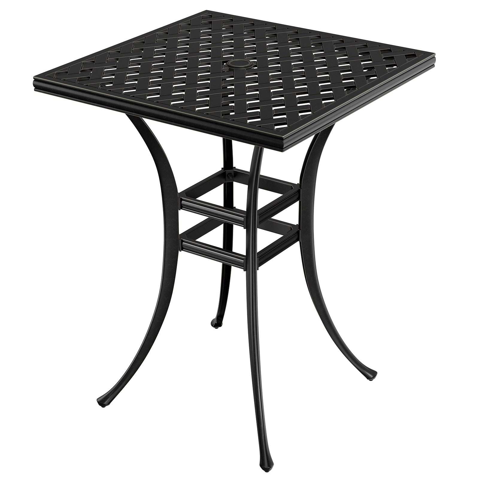 Mondawe Cast Aluminum Square Outdoor Bar height Table 29-in W x 29-in L with Umbrella Hole