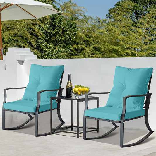 Runesay Outdoor Sofa with Blue Cushions and