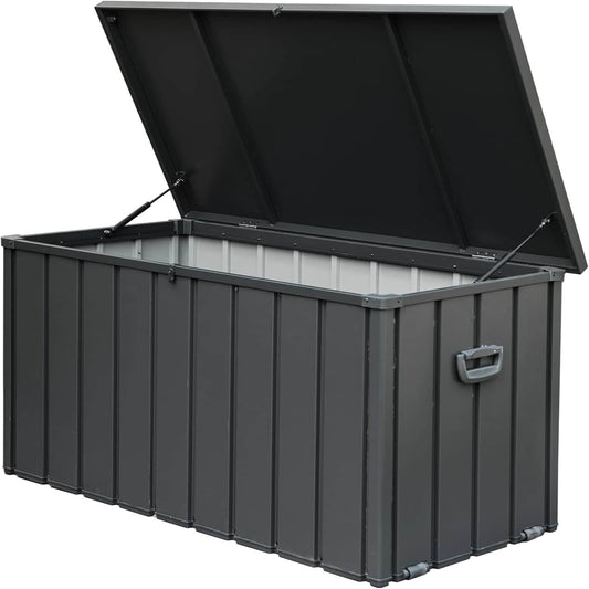 LIVIZA Lockable Storage Bin 160-Gallon Dark Gray Metal Deck Box