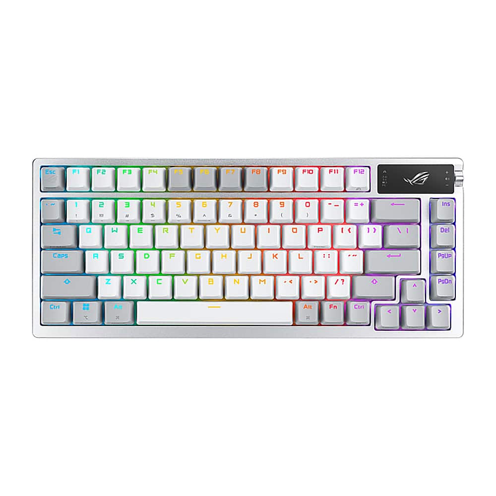 ASUS - Azoth Ergonomic Bluetooth Mechanical Gaming Keyboard with OLED Display - Gunmetal