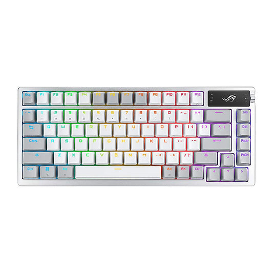 ASUS - Azoth Ergonomic Bluetooth Mechanical Gaming Keyboard with OLED Display - Gunmetal