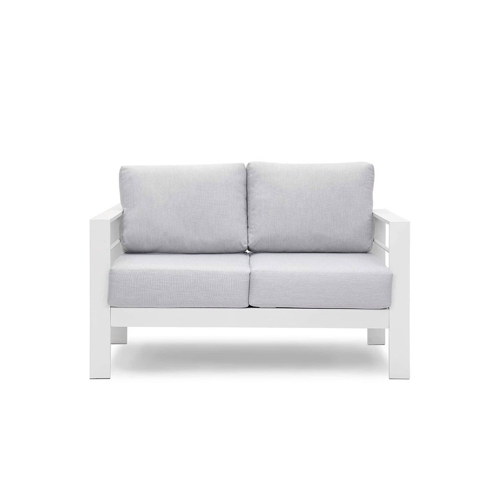AHIOU HOME Holland Outdoor Loveseat with Gray Cushions and Aluminum Frame
