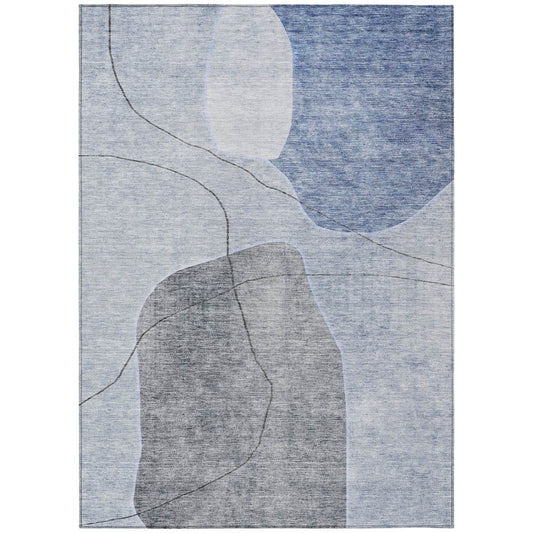 Addison Rugs Chantille ACN672BU 8 x 10 (ft) Blue Rectangular Indoor/Outdoor Geometric Machine washable Area rug