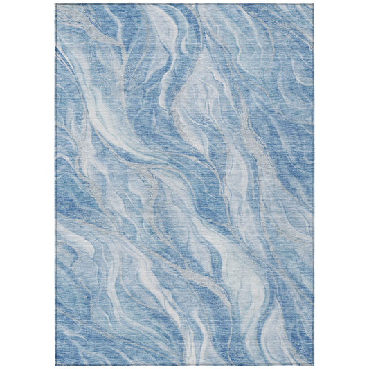 Addison Rugs Chantille ACN720BU 8 x 10 (ft) Blue Rectangular Indoor/Outdoor Geometric Machine washable Area rug