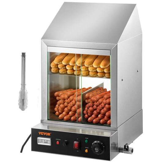 VEVOR 1200W 2 Tier Hot Dog Steamer Hot Dog Toaster with Bun Warmer SPBWJCYBXGGHB49RZV1