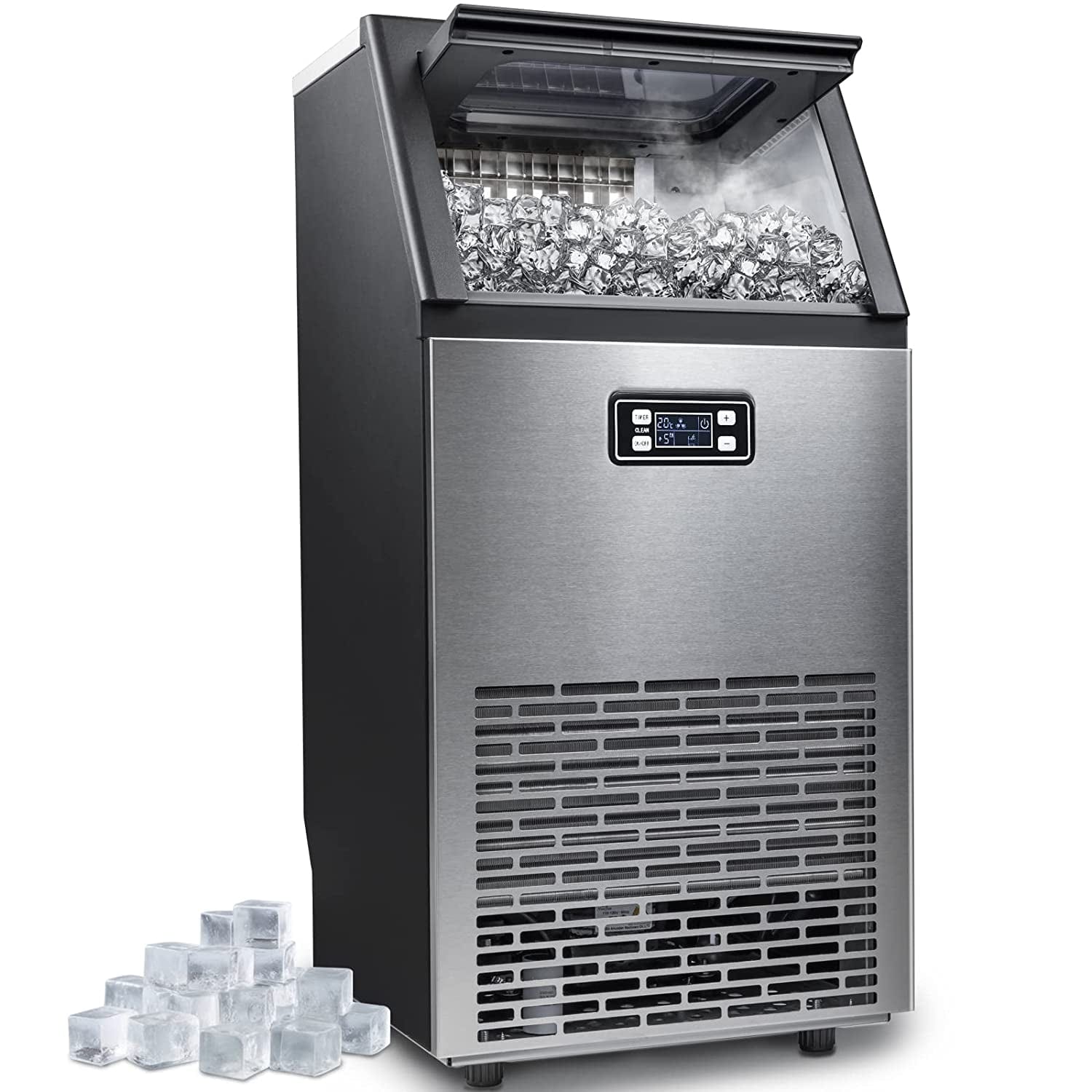 COWSAR 33-lb Ice Storage 100-lb Ice Per day Countertop or portable Cubed Ice Maker ( Stainless Steel )