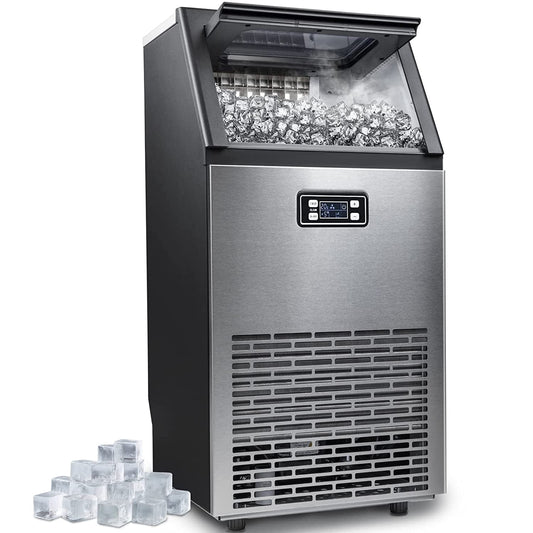 COWSAR 33-lb Ice Storage 100-lb Ice Per day Countertop or portable Cubed Ice Maker ( Stainless Steel )