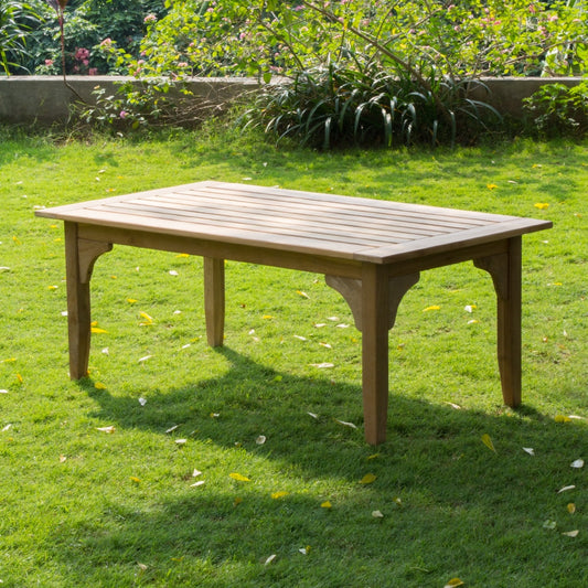 Cambridge Casual Auburn Teak Wood Rectangle Outdoor Coffee Table 25-in W x 48-in L