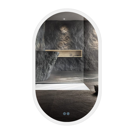 Forclover 40-in x 24-in Polished Frameless Octagon Dimmable LED Lighted Fog Free Bathroom Vanity Mirror ( Silver )