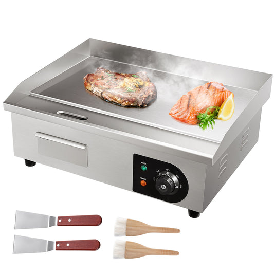 VEVOR 21.2-in x 11.8-in Non-Stick Cast Iron Cooking Plate Electric Griddle with Removable Drip Tray (1600-Watt) DPL22YC818PJCMS01V1