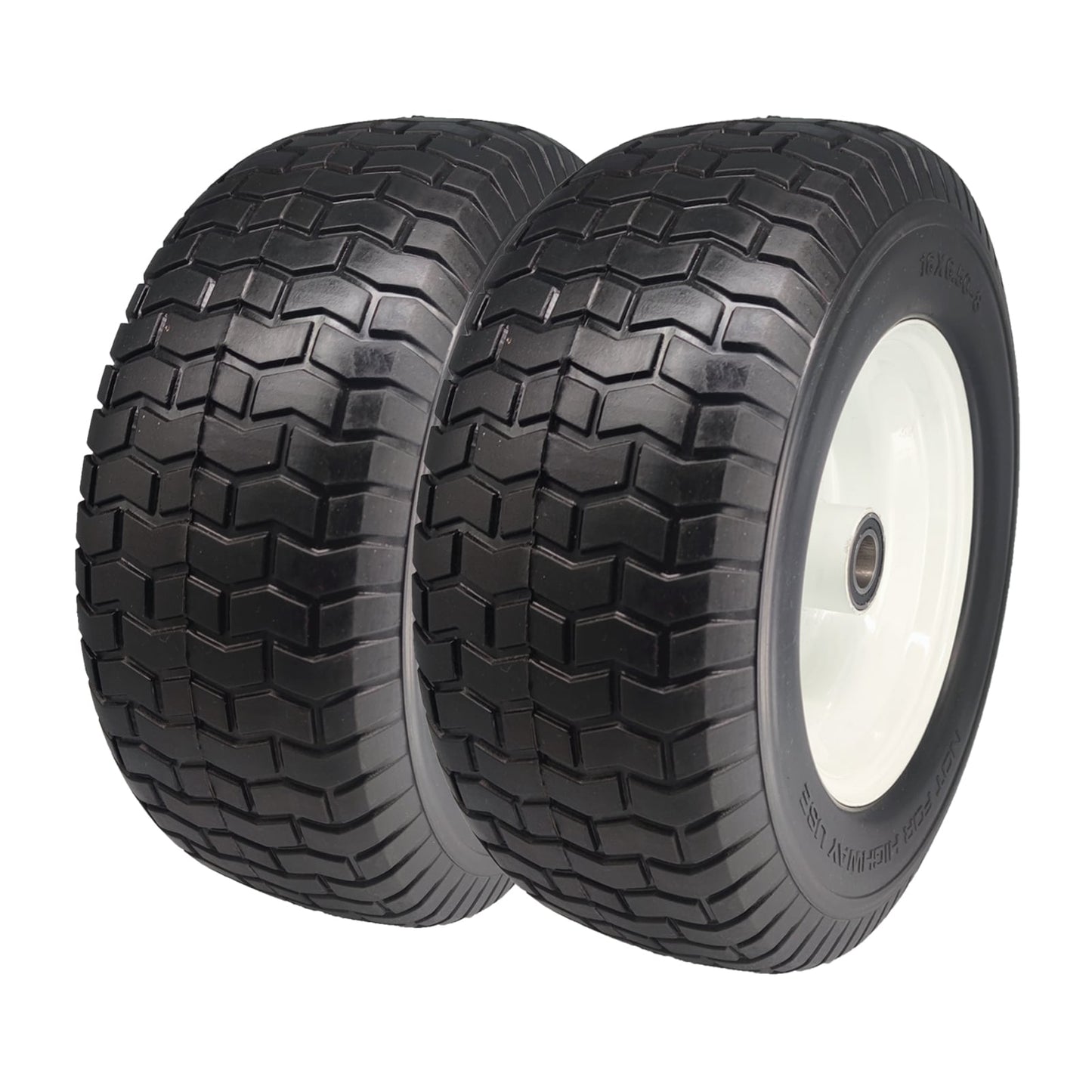 Ogracwheel Flat Free 16x6.50-8 Lawn and Garden Tire with 1-in Bearings, 3-in Center Hub(set Of 2) FFS-067