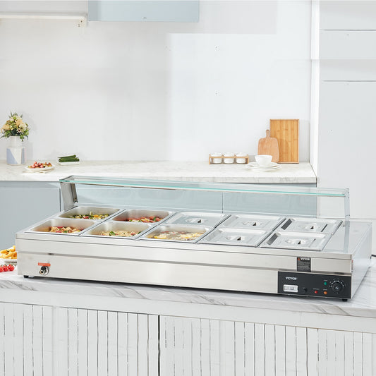 VEVOR 10-Station 120-Quart Commercial/Residential Electric Food Warmer BLZBWTCG1012QPBW2V1