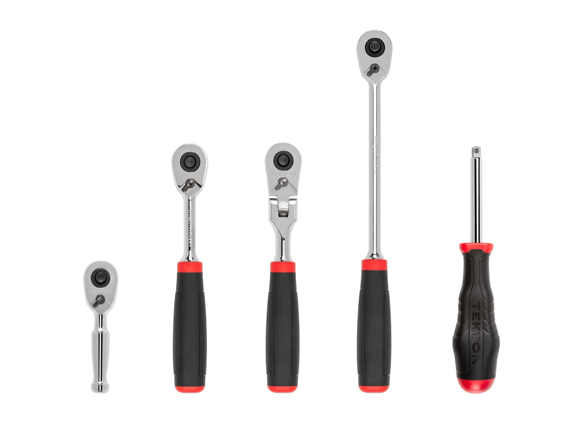 TEKTON 1/4 Inch Drive Quick-Release Comfort Grip Ratchet and Spinner Handle Set (5-Piece) SDR99008