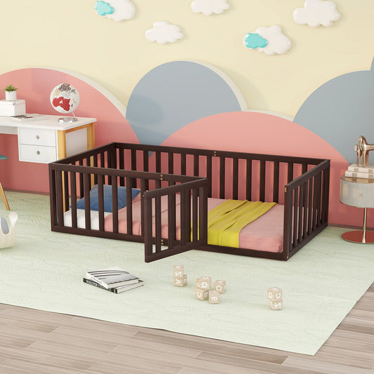 GZMR Twin Solid Wood Wood Bed Frame with Headboard