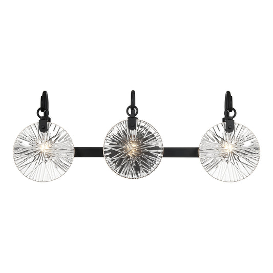 Savoy House Addison 3-Light Bathroom Vanity Light in Matte Black 24-in 3 -Light Matte Black Glam Vanity light