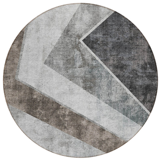 Addison Rugs Chantille ACN671GY 8 x 8 (ft) Gray Round Indoor/Outdoor Geometric Machine washable Area rug