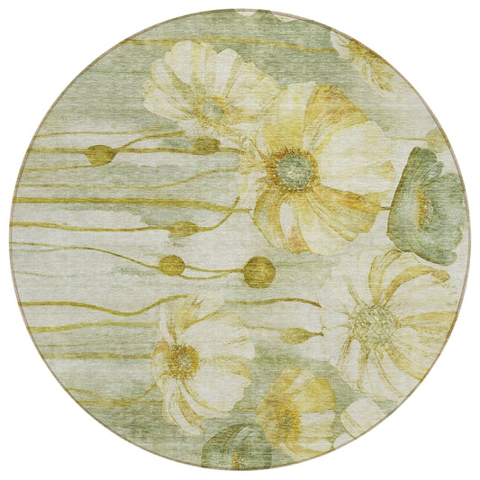 Addison Rugs Chantille ACN712SA 8 x 8 (ft) Sage Round Indoor/Outdoor Geometric Machine washable Area rug