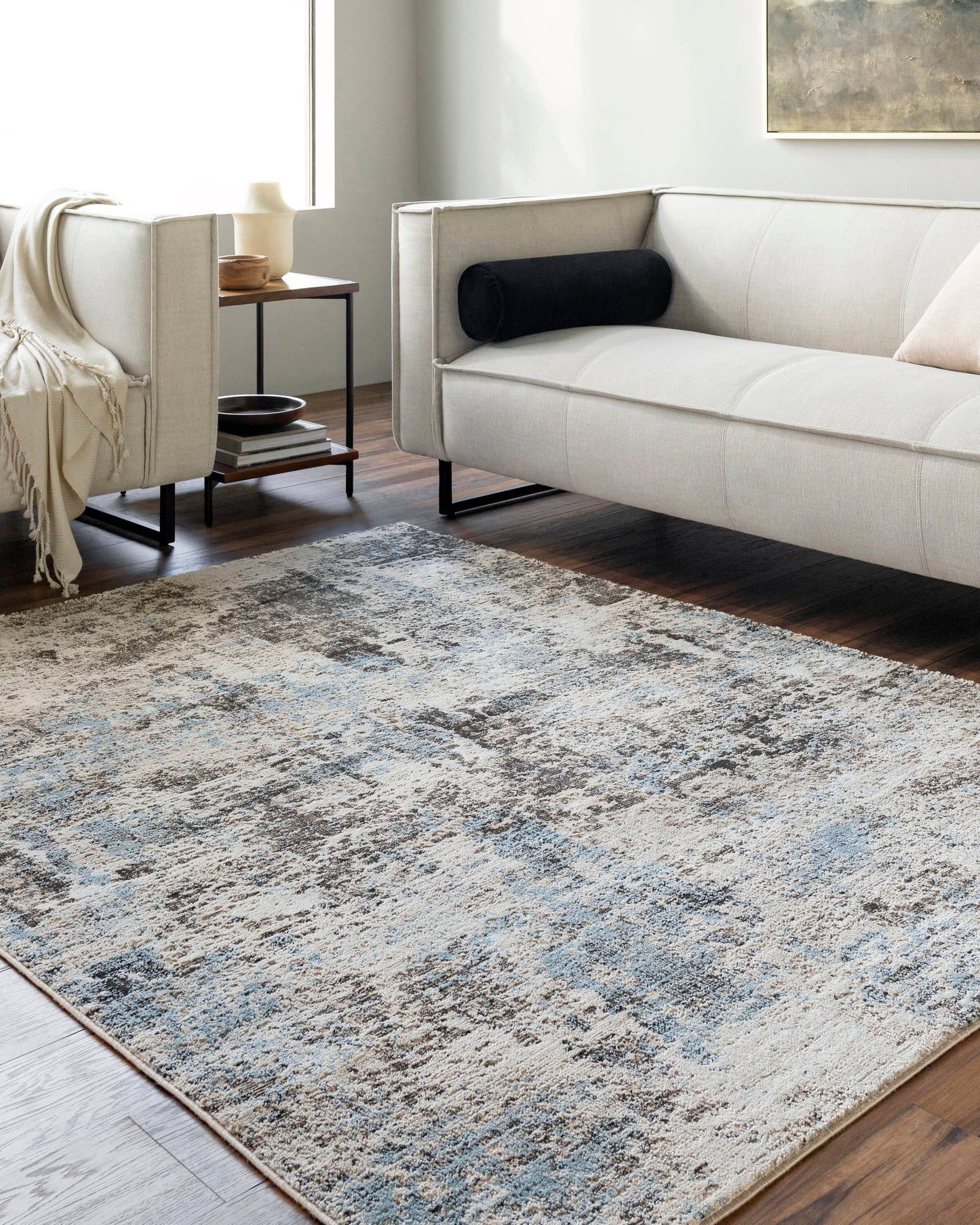 Livabliss Allegro 7 x 9 (ft) Loomed Light Beige Rectangular Indoor Abstract Mid-Century Modern Pet Friendly Area rug