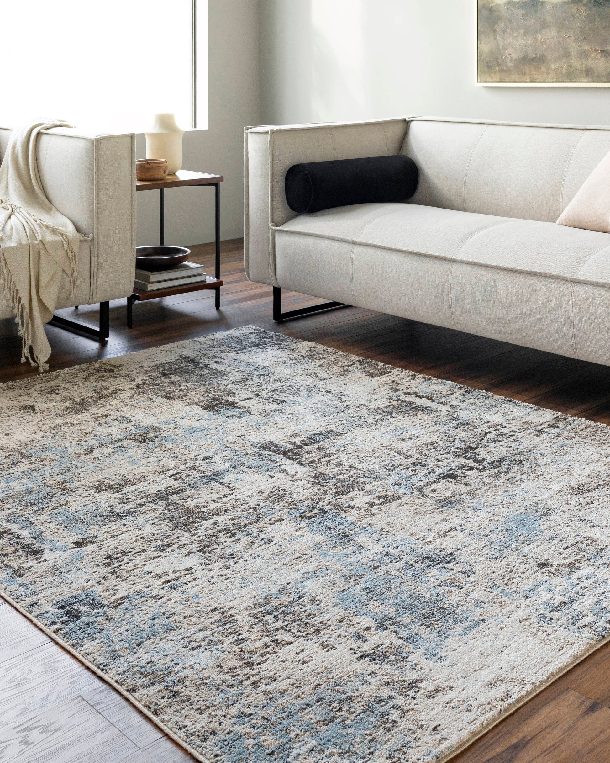 Livabliss Allegro 7 x 9 (ft) Loomed Light Beige Rectangular Indoor Abstract Mid-Century Modern Pet Friendly Area rug