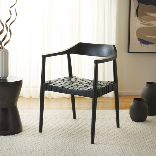 Safavieh Amycus Casual Black Leather Accent Chair