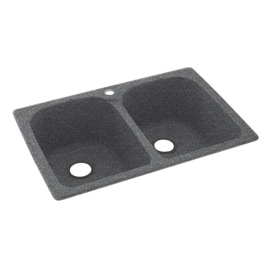 Swanstone Dual-mount 33-Inches x 22-Inches Night Sky Composite Double equal bowl 1-Hole Kitchen Sink