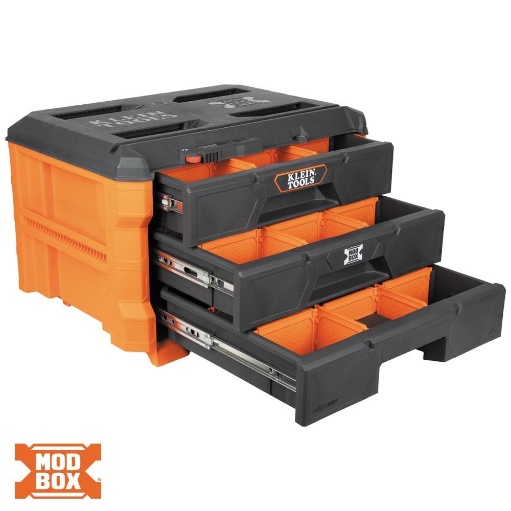 Klein Tools MODbox 16.4-in W x 14.4-in H x 22.3-in D 3-Drawer Multiple Colors/Finishes Plastic/Metal Tool Box 54823MB