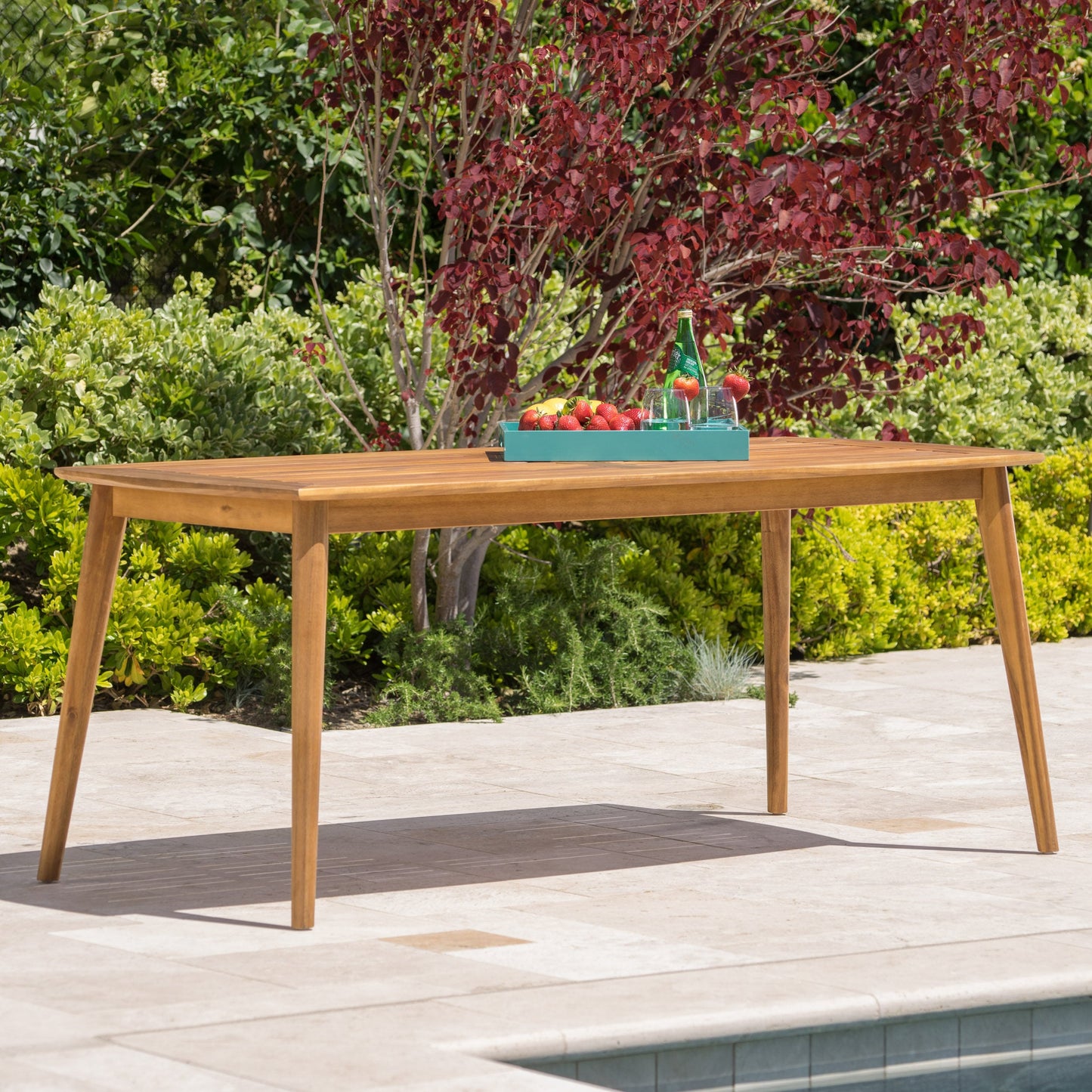 Best Selling Home Decor Teak Patio Dining Set Wood Rectangle Table with 1 Stationary Chairs
