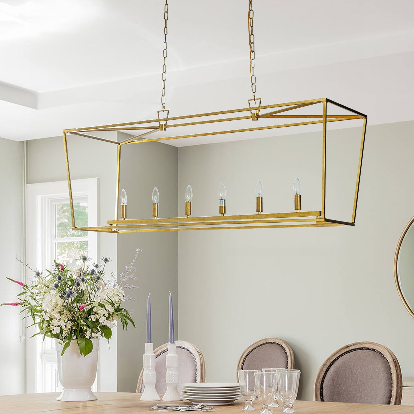 AloaDecor Lighting 6 -Light Matte Gold Farmhouse For Use in Bedrooms, Dining Rooms, Foyers, Kitchens, Living Rooms Chandelier