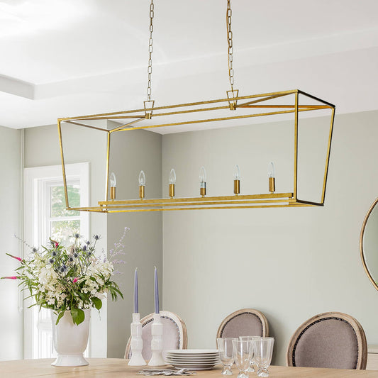 AloaDecor Lighting 6 -Light Matte Gold Farmhouse For Use in Bedrooms, Dining Rooms, Foyers, Kitchens, Living Rooms Chandelier