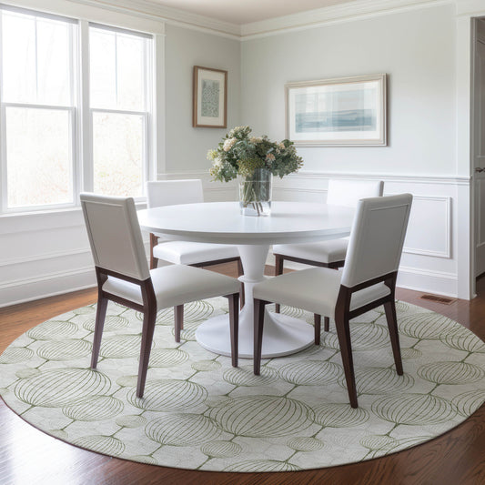 Addison Rugs Chantille ACN732GE 8 x 8 (ft) Green Round Indoor/Outdoor Geometric Machine washable Area rug
