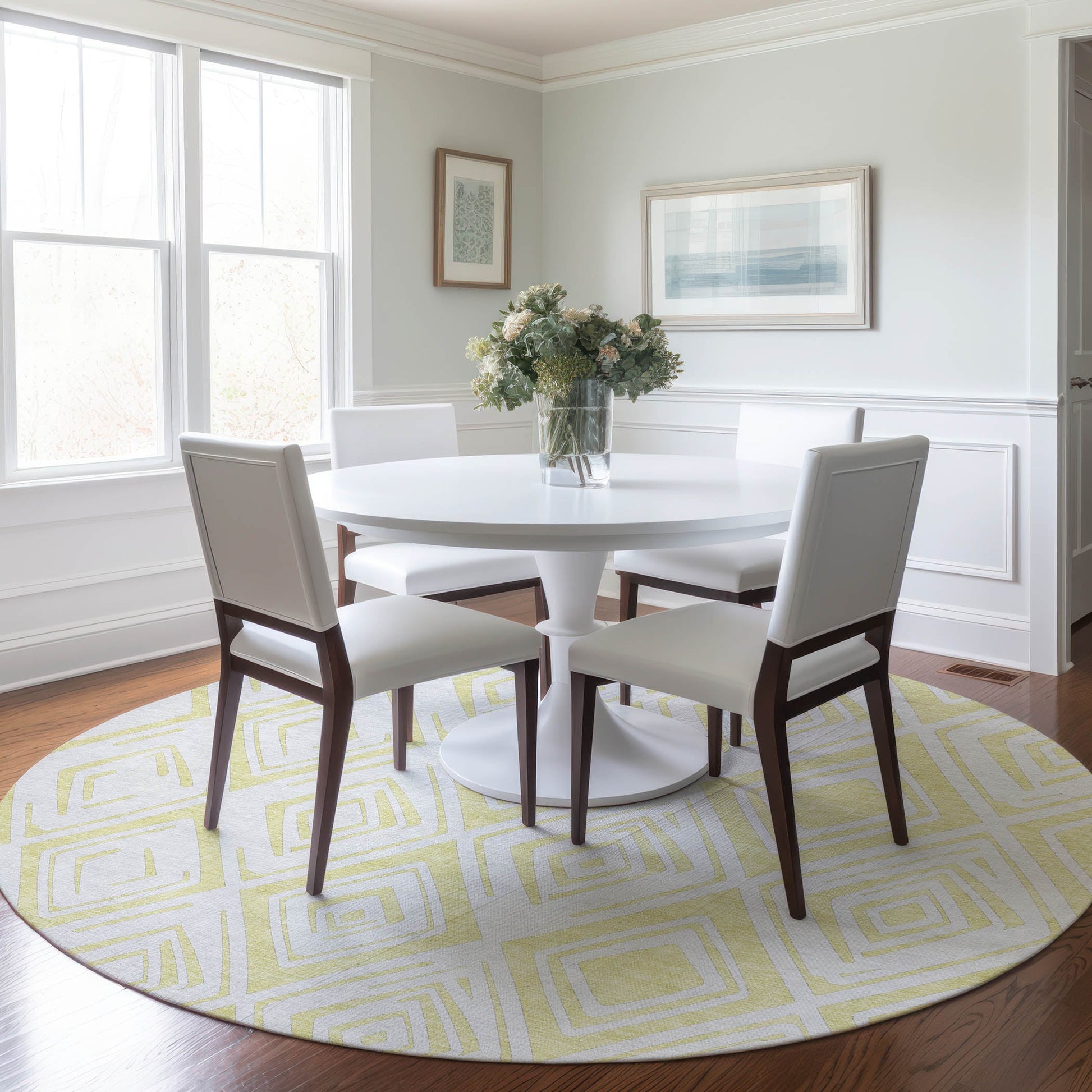 Addison Rugs Chantille ACN737YE 8 x 8 (ft) Yellow Round Indoor/Outdoor Geometric Machine washable Area rug