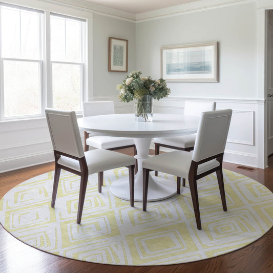 Addison Rugs Chantille ACN737YE 8 x 8 (ft) Yellow Round Indoor/Outdoor Geometric Machine washable Area rug