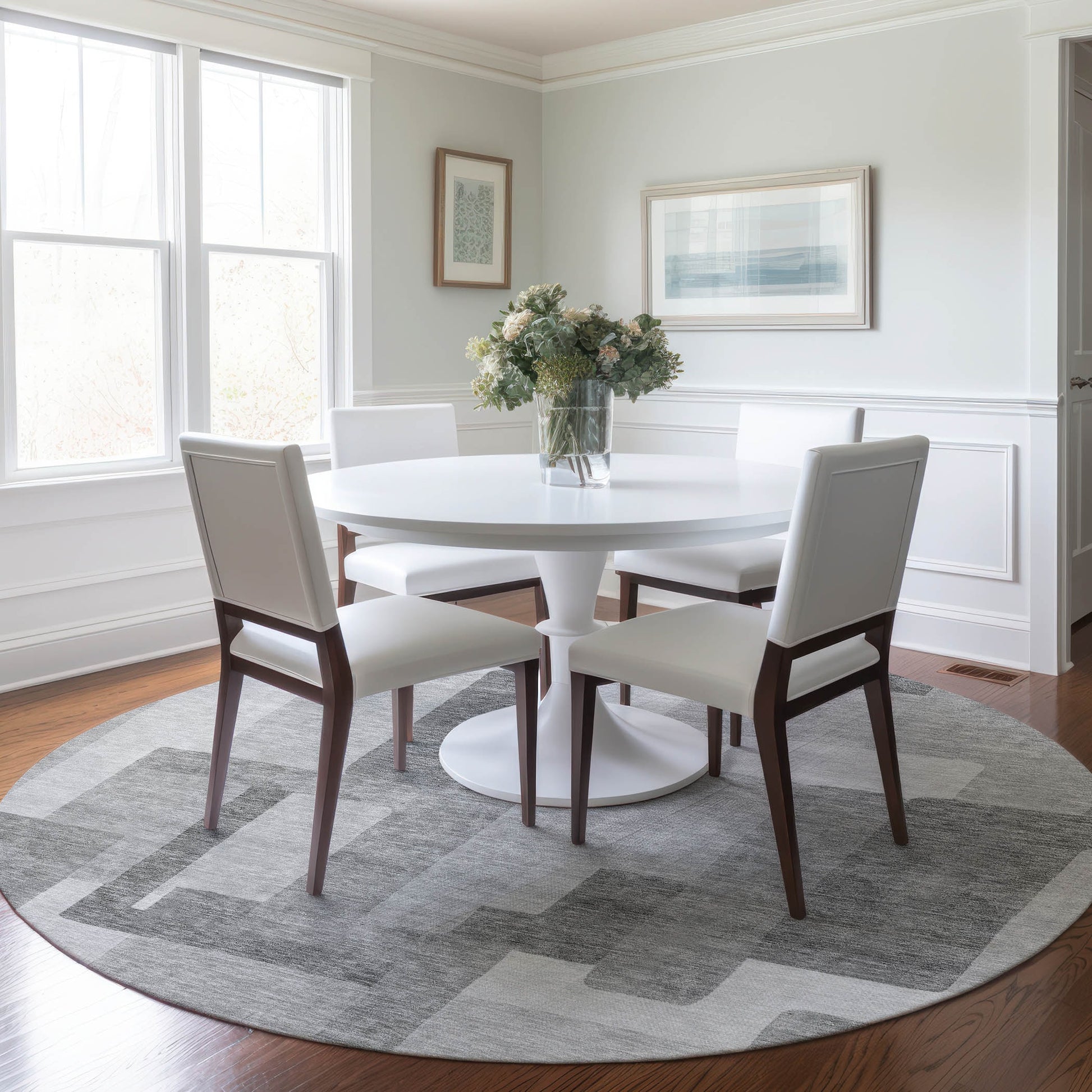 Addison Rugs Chantille ACN740SV 8 x 8 (ft) Silver Round Indoor/Outdoor Geometric Machine washable Area rug