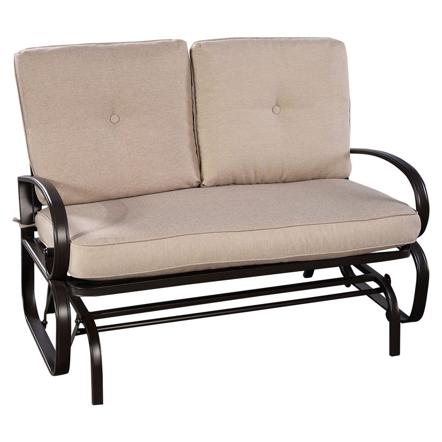 LIVIZA CY Patio Swing Glider Bench 47.5-in W x 33.5-in H Beige Steel Glider Bench