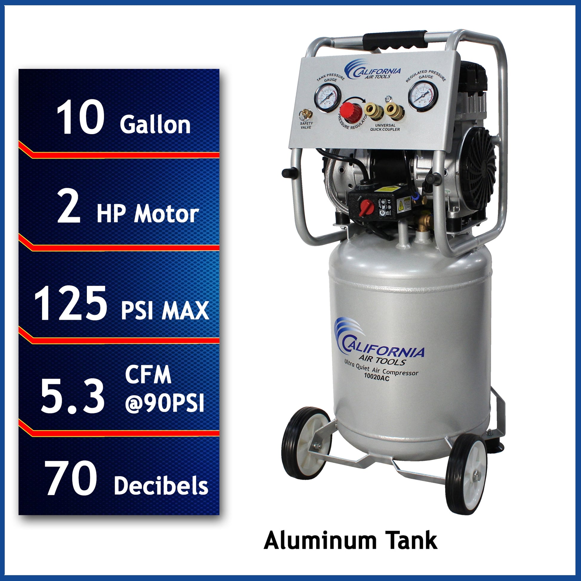 California Air Tools 10-Gallon Portable Electric 125 PSI Vertical Air Compressor 10020AC