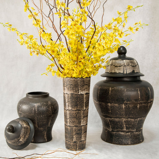 Sagebrook Home Black Ceramic Casual Decorative jar