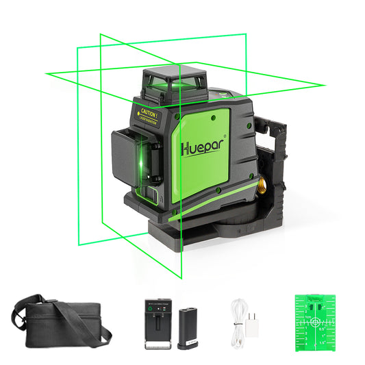 Huepar 200-ft Green Self-Leveling Cross-line Laser Level GF360G