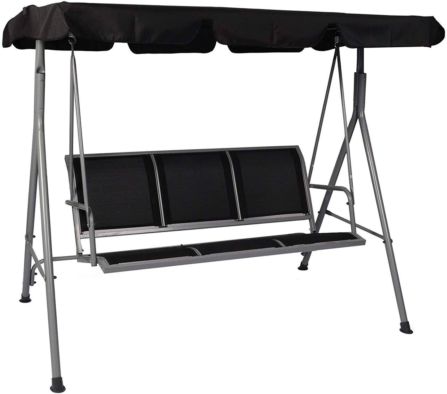 Flynama Outdoor Swing Chair 3 -person Black Iron Outdoor Swing