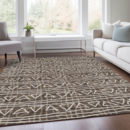 Addison Rugs Chantille ACN730CH 9 x 12 (ft) Chocolate Rectangular Indoor/Outdoor Geometric Machine washable Area rug