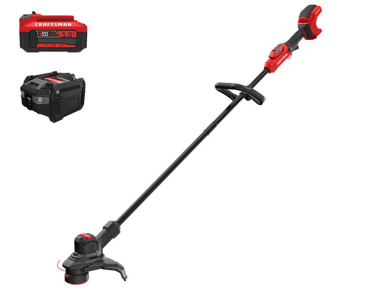 CRAFTSMAN V20 Brushless RP 20-volt Max 13-in Straight Shaft Battery String Trimmer 5 Ah (Battery and Charger Included) CMCST930P1