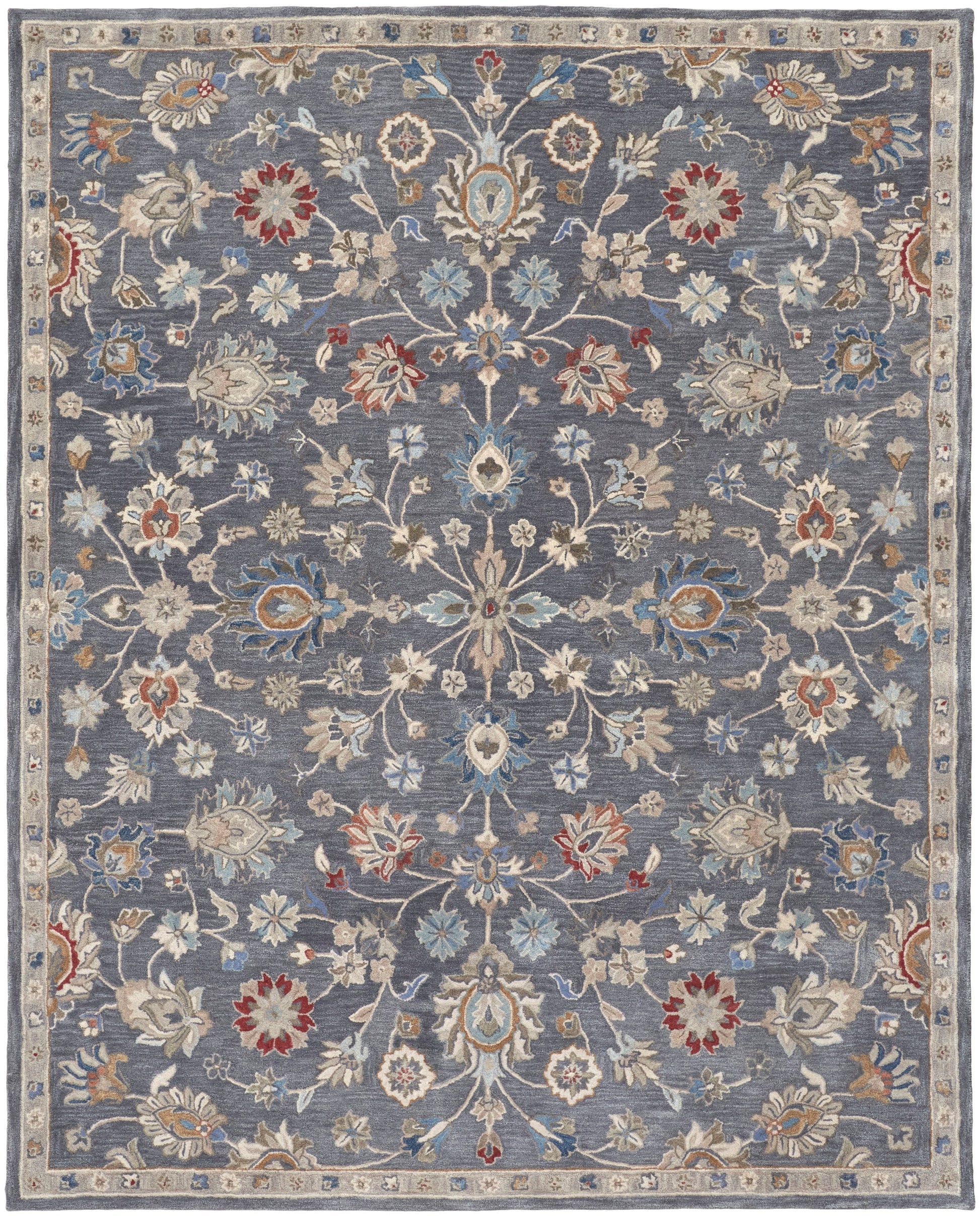 Room Envy 5 x 8 (ft) Tufted Wool Gray/Ivory/Red Rectangular Indoor Pet Friendly Area rug