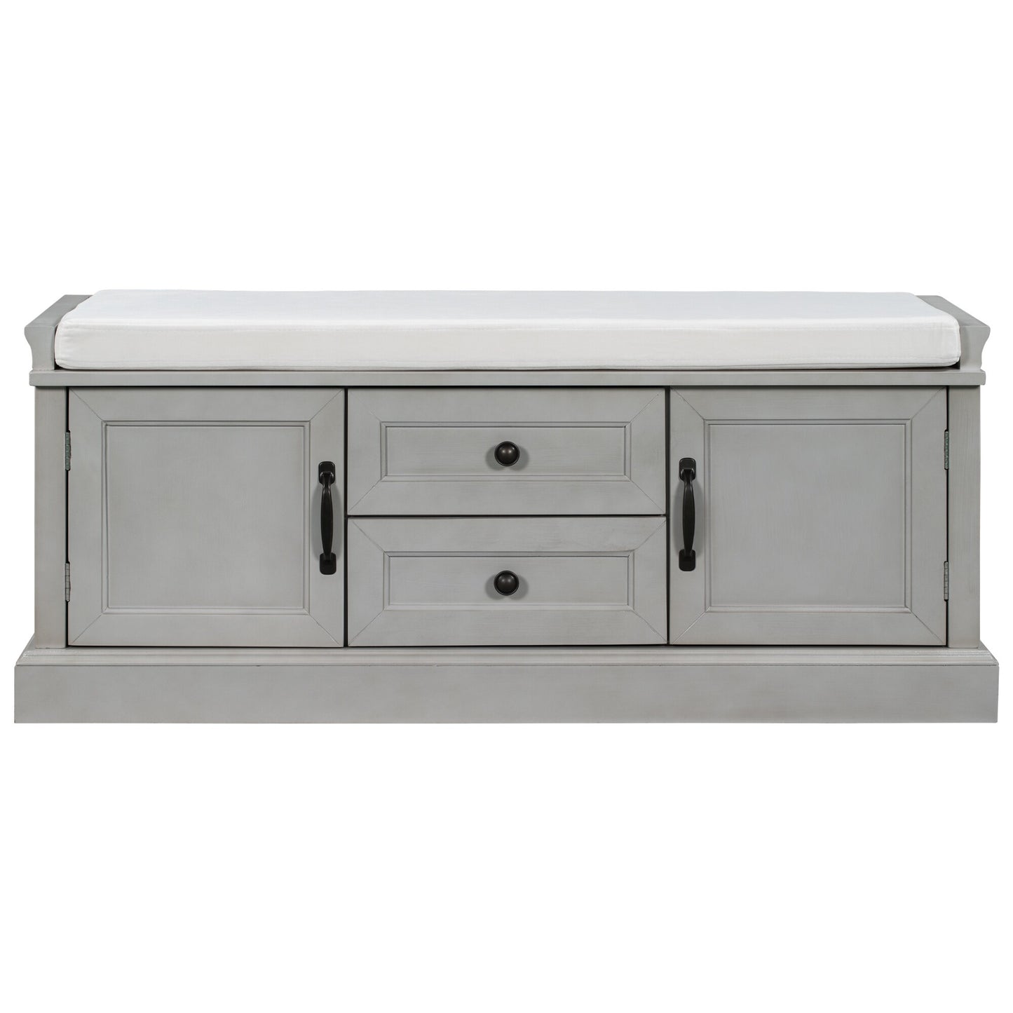 Qualler Modern Gray Wash Storage Bench with Storage 42.5-in x 15.9-in x 17.5-in