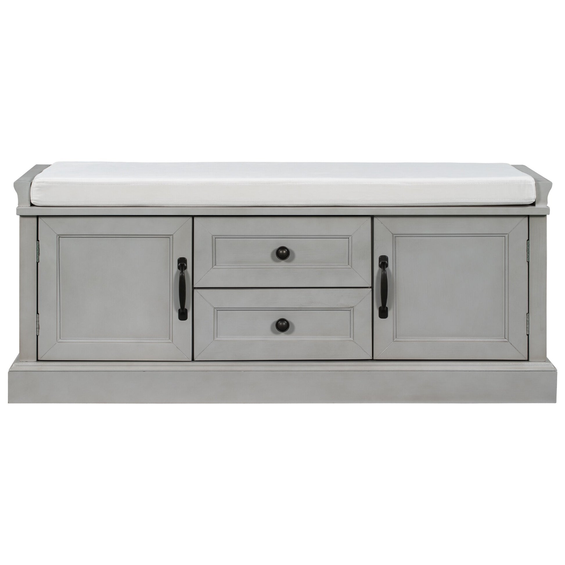Qualler Modern Gray Wash Storage Bench with Storage 42.5-in x 15.9-in x 17.5-in