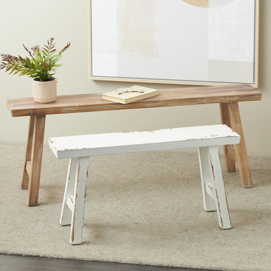 Grayson Lane Farmhouse Brown Accent Bench 47-in x 11.5-in x 18-in