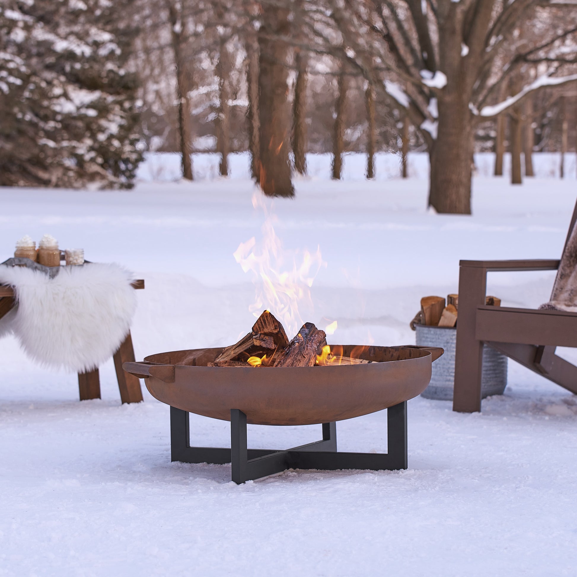 Real Flame La Porte 31.5-in W Rust Steel Wood-Burning Fire Pit