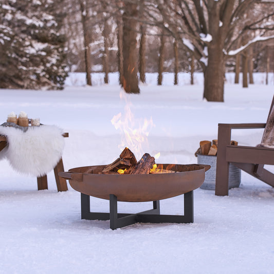 Real Flame La Porte 31.5-in W Rust Steel Wood-Burning Fire Pit