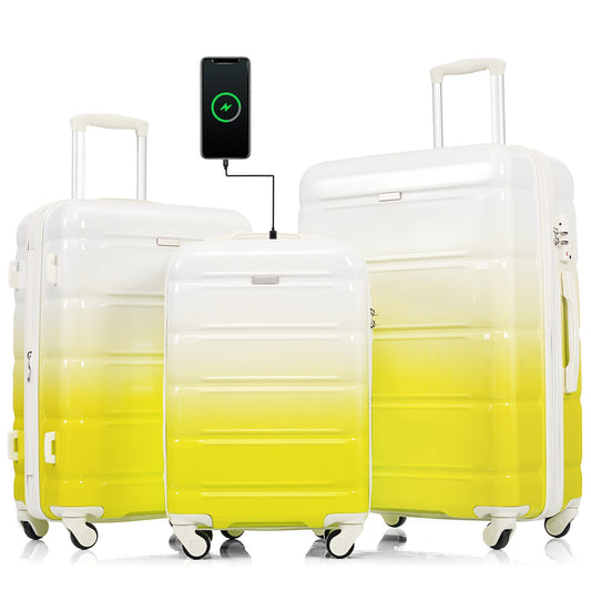 Flynama 28.4'' x 19.2'' x 11.6'' Yellow Fabric Hardshell Suitcase set