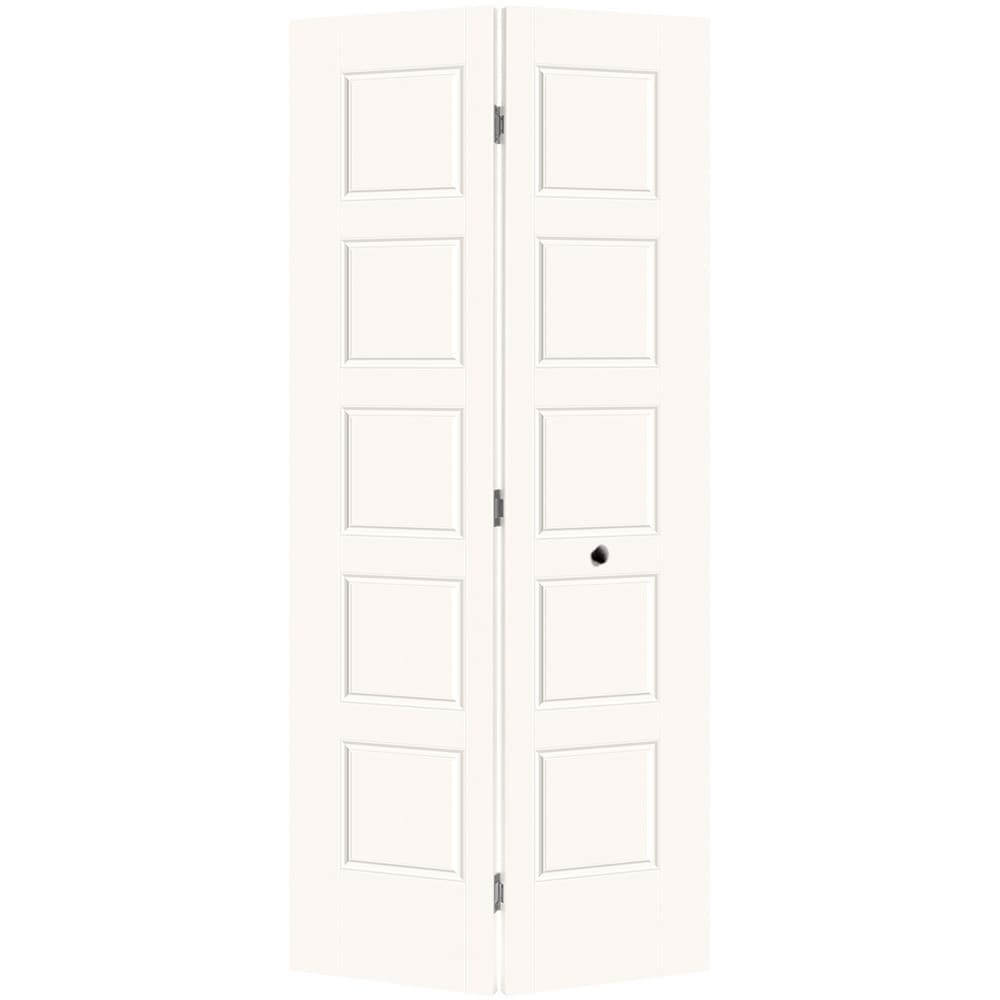 Masonite Riverside 36-in x 80-in Snowstorm 5-panel equal Smooth Hollow core Prefinished Molded composite Closet Bifold Door ( Hardware Included )