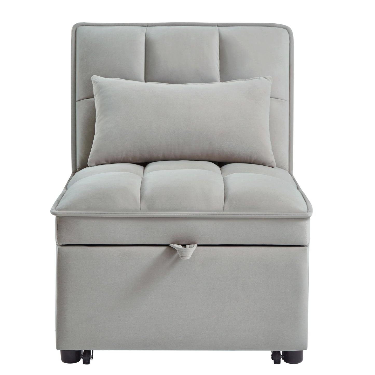 Bybafun Gray Contemporary/Modern Velvet Sofa bed