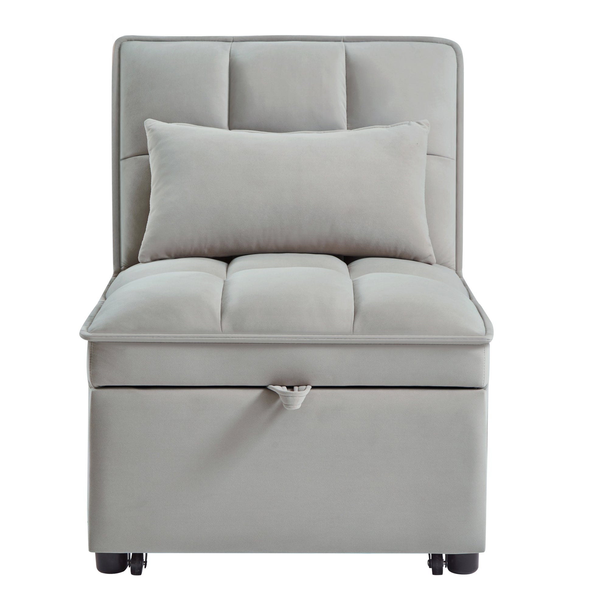 Bybafun Gray Contemporary/Modern Velvet Sofa bed